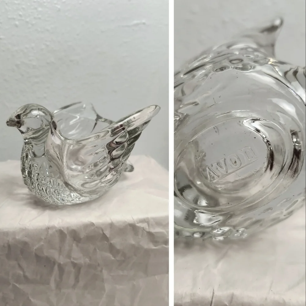 Avon Vintage Clear Glass Dove Candle Holder Genuine